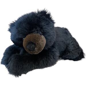 Aurora World Flopsies Slate Black Bear Plush Laying Down Stuffed Animal Toy